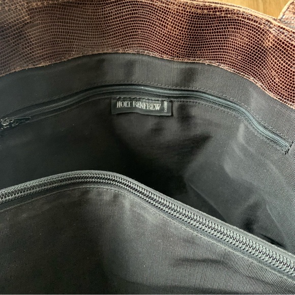 Vintage Holt Renfrew Brown Leather Tote Bag Snakeprint - Picture 9 of 9